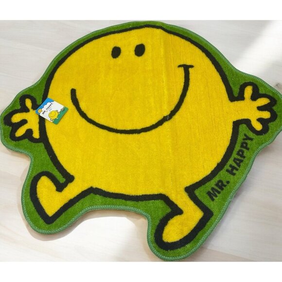 RARE Vintage 2010 Mr Men Mr. Happy Roger Hargreaves Rug NOS W/tags - Picture 1 of 9